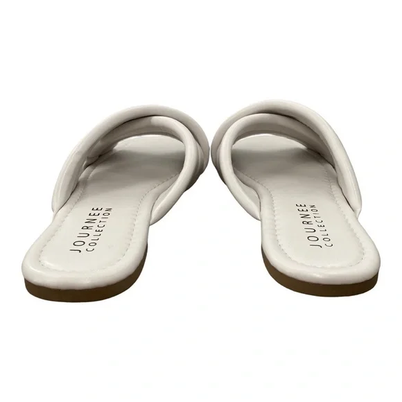 Journee Collection Divyah Crisscross Puff Flat Sandals Off White Size 8.5 NWT - Picture 4 of 8
